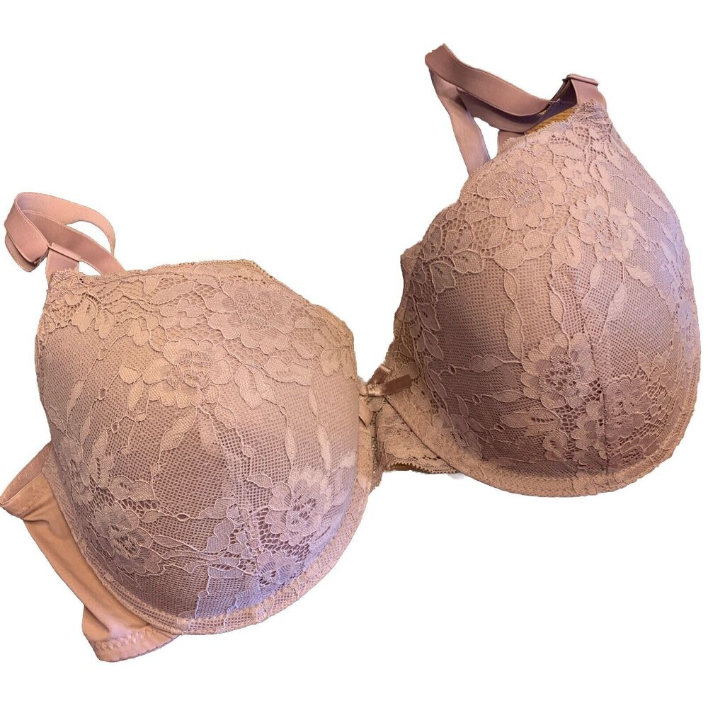 Laura Ashley Mauve Lace Bra 38DD Underwire Full Coverage Padded Opaque